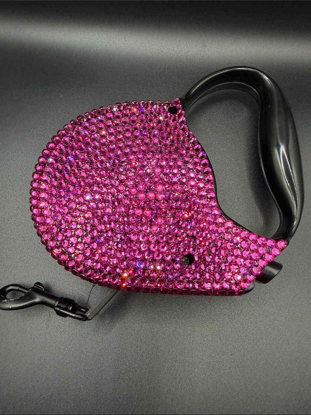 Crystal Embellished Pink Retractable Dog Leash